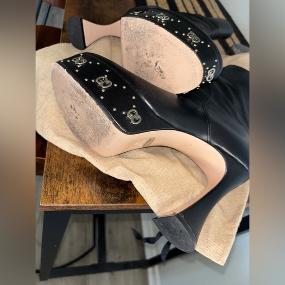 GUCCI GG Stud Platform Leather Ankle Boot - Picture 13 of 14